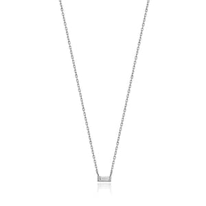 14K Solid Gold Baguette Diamond Necklace: Minimalist Jewelry Gift