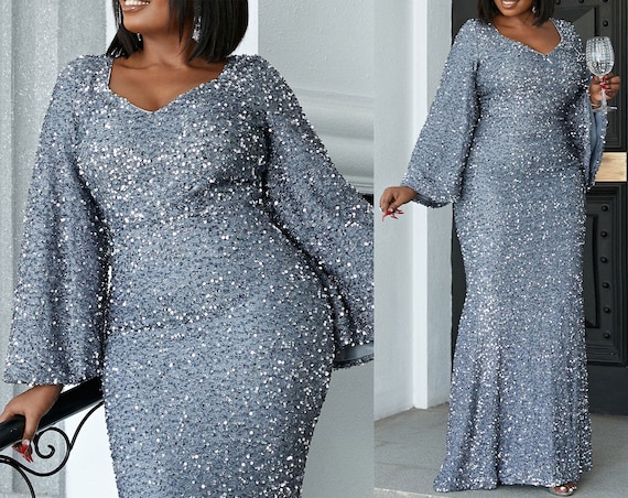 Maxim gift Forbigående Plus Size Formal Prom Dress Plus Size Sequin Dress With Long - Etsy  Australia
