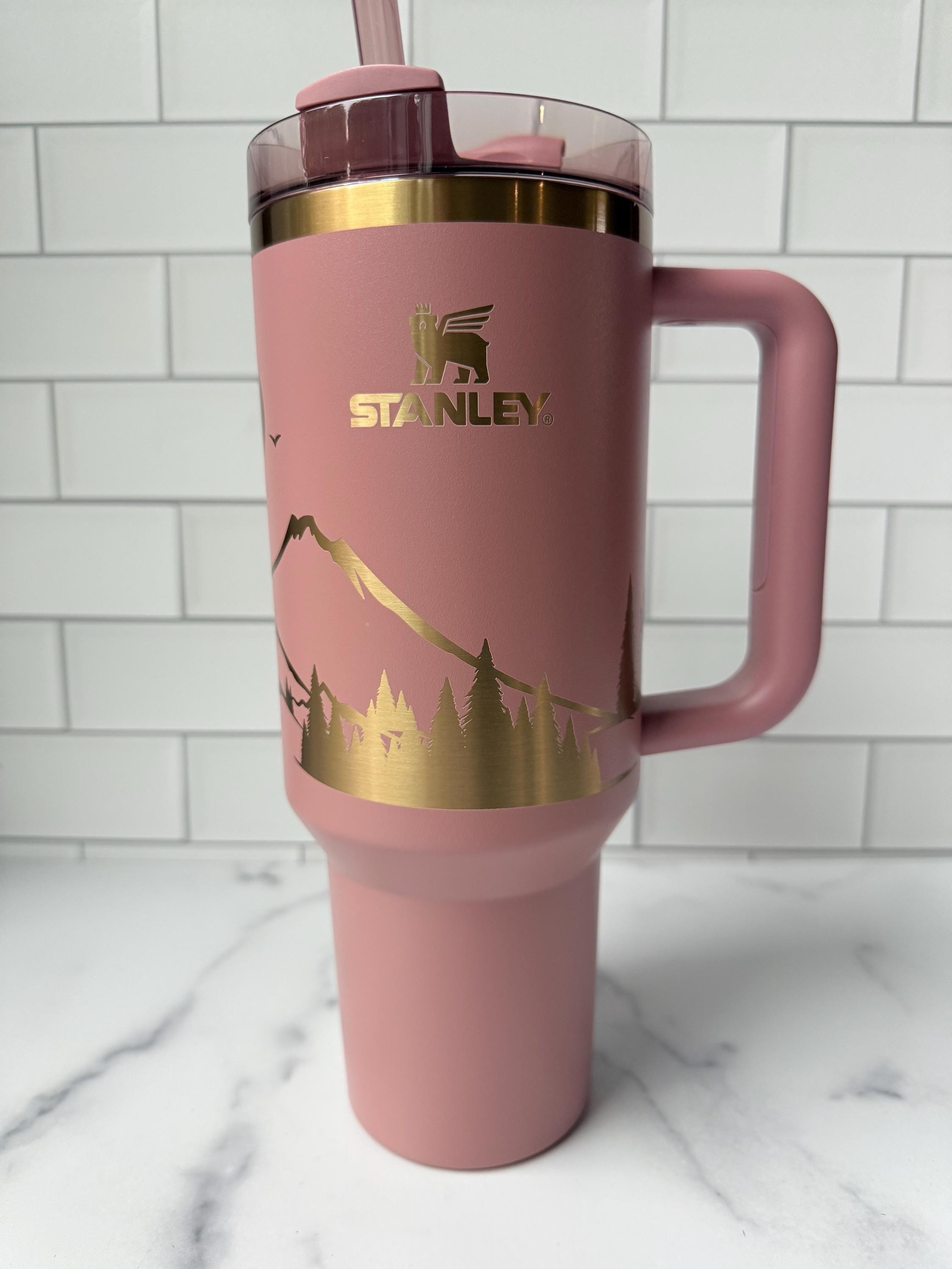 Mountain Engraved Stanley Quencher Tumbler - Ski Engraved Stanley