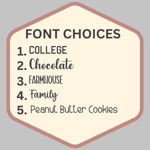 a sign that says font choices for college
