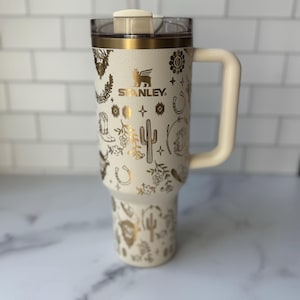 Western Highland Cow Engraved Stanley Quencher 40oz Tumbler - Stanley Cup  - Highland Cow Stanley - Cowboy Stanley - Country Stanley