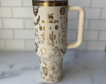 Western Highland Cow Engraved Stanley Quencher 40oz Tumbler - Stanley Cup  - Highland Cow Stanley - Cowboy Stanley - Country Stanley