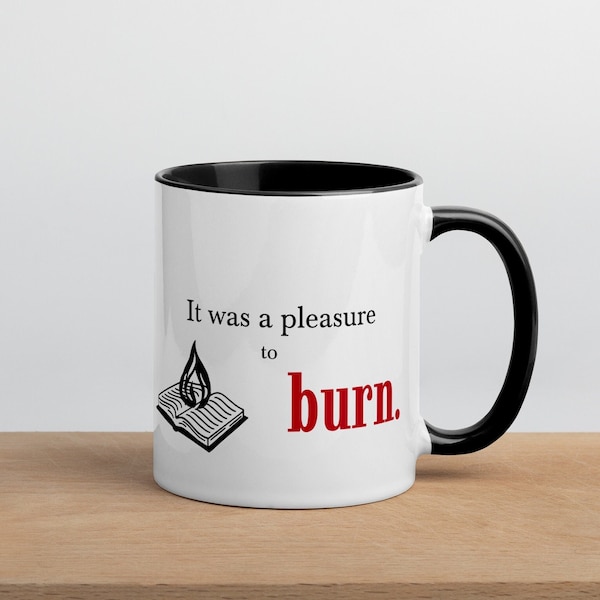 Fahrenheit 451 Book Mug CupQuote Ray Bradbury - Dystopian 1950's literature Bookish gift, Book Mug Book Quote, Fahrenheit 451 book quote mug