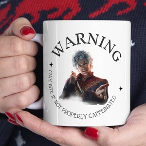 Astarion warning may bite if not properly caffeinated Mug, Mug inspired by BDG 3, Gift for gamer