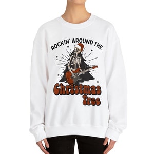 Rockin around the christmas tree Crewneck Sweatshirt, Christmas Skeleton sweatshirt, Retro christmas sweatshirt, christmas gift, family