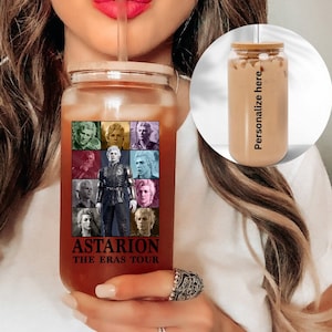Astarion Glass Tumbler - Customizable Gamer Girl Gift, Personalized Astarion Tattoo tumbler for gamer girl, Astarion high elf mug gift