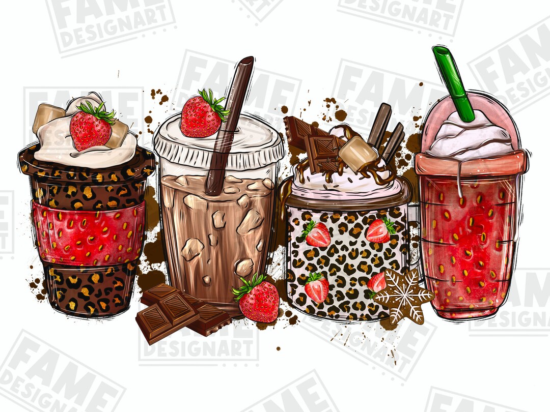 Hot Chocolate Coffee Cups Png Sublimation Design, Coffee Cups Png