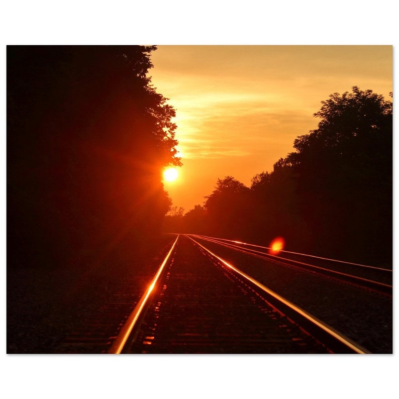 Sunset On The Rails Sunset Along the Rails, - Premium Matte Paper Poster - Etsy