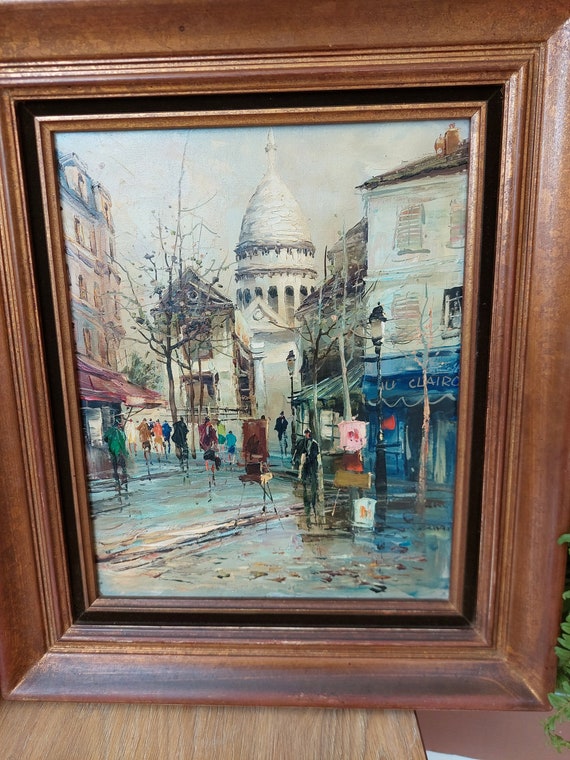 ホセ・ルイス・レイバ・サンチェス オリジナル油絵「パリ」1978