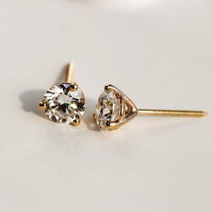 14K Gold Martini Lab Grown Diamond Stud Earrings (0.50-5.0 Carat)