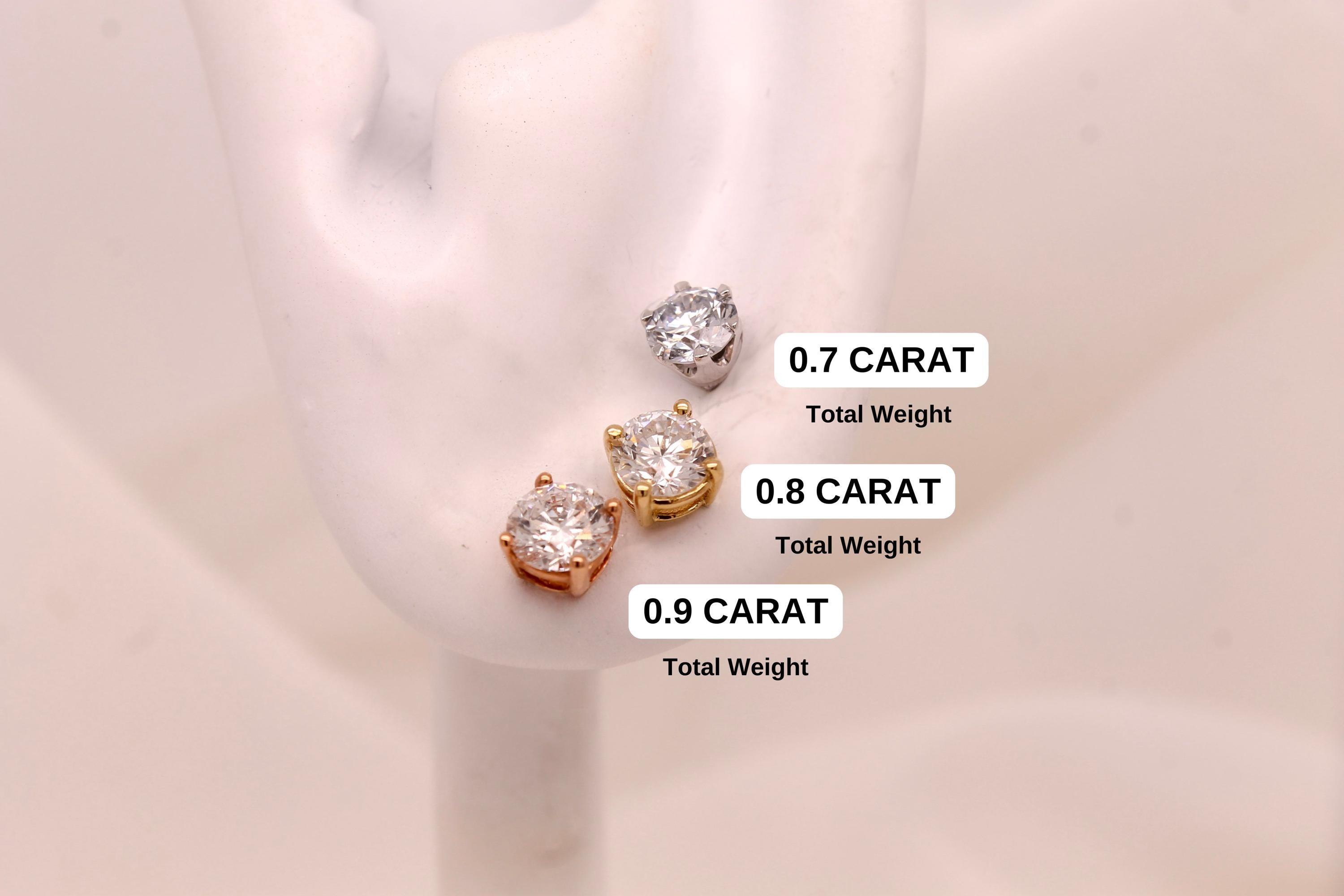14K Gold Lab Grown Diamond Stud Earrings: VS DEF, 0.20-3.0 Carat - Etsy