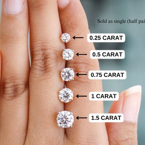 14K Gold Lab Grown Diamond Stud Earring: Single VS Clarity