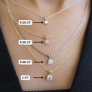 Lab Grown Diamond Necklace| 14K Solid Gold Diamond Solitaire Necklace |Diamond Necklace | Lab diamond pendent for women | Solitaire necklace