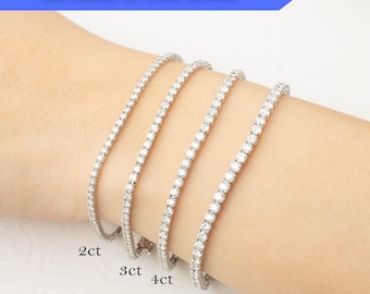 Pulsera de tenis con diamantes cultivados en laboratorio: plata 925, apilable