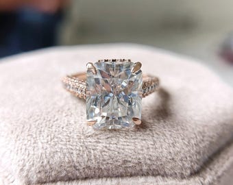 5.0 CT Radiant Cut Lab Grown  Diamond Engagement Ring | IGI Certified | Solid Gold