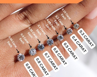 0.20 - 3.0 carat Diamond Studs for Women | 14K Solid Gold Lab Grown Diamond Stud Earrings| VS DEF color Diamond Earrings | Lab Diamond Studs
