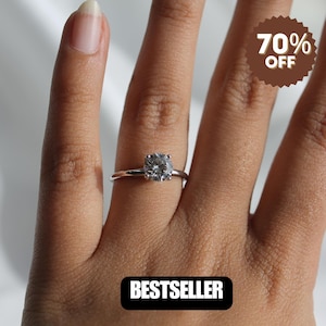 2.0 Carat Lab Grown Diamond Ring: 14K Gold Solitaire Engagement Ring