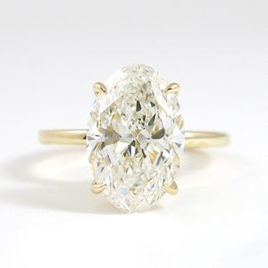 4.0 CT Oval Lab Grown Diamond Hidden Halo Engagement Ring | IGI Certified | Solid Gold