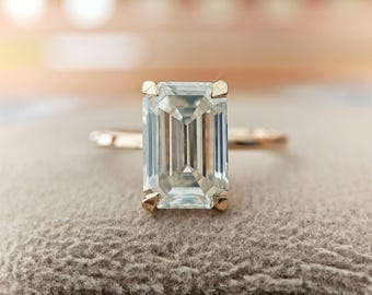 2.62 CT Emerald Cut Lab Grown Diamond Engagement Ring | IGI Certified | Solid Gold