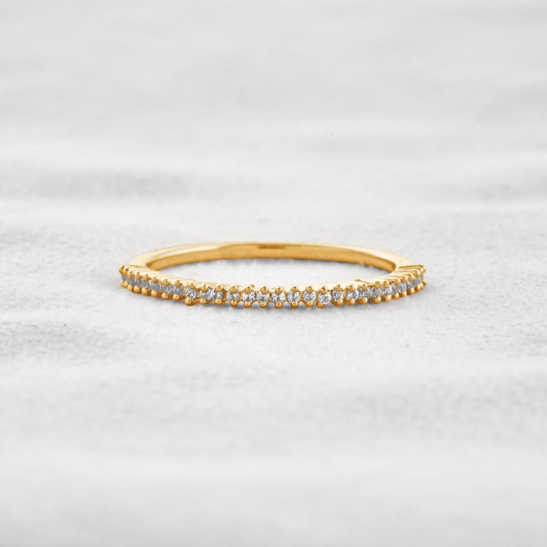 0.24 CT Lab Grown Diamond Half Eternity Wedding Band: 14K Gold Stacking ...
