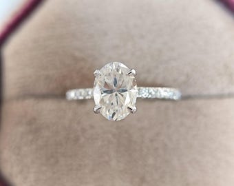 1.33 CT Oval Lab Grown Diamond Hidden Halo Engagement Ring | IGI Certified | Solid Gold