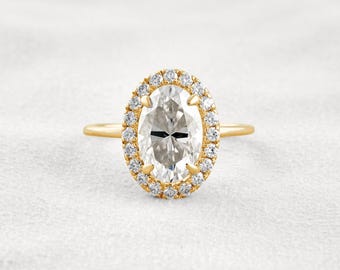 3.15 CT Oval Cut Halo Lab grown Diamond Engagement Ring | IGI Certified | Solid Gold