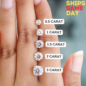 Natural Diamond Stud Earrings |  0.50-5.0 carat Diamond Studs for Women| 14K Solid Gold White,Yellow,Rose| Certified Natural Diamond Studs