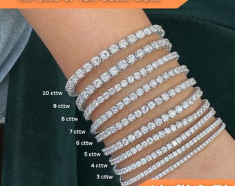 Lab Grown Diamond Tennis Bracelet: 18K Solid Gold, Stackable