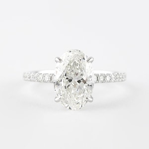 1.91 CT Oval Lab Grown Diamond Hidden Halo Engagement Ring | IGI Certified | Solid Gold