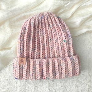 Pink beanie Pink hat Handmade beanie Handmade hat Crochet hat Crochet beanie  Vegan friendly Acrylic hat Acrylic beanie Gift for her