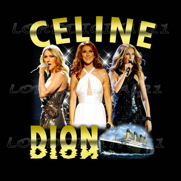 Celine Dion, Titanic,  png,  Music T-Shirt  Design, 300 DPI, PNG file ,ready to print. Music Artist
