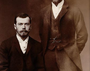 Retrato de primos reales: Rey Jorge V, Zar Nicolás II, lámina histórica de la época de la Primera Guerra Mundial.