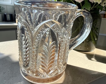 EAPG Cathedral Panel Cup Antique Pressed Glass 19th Century