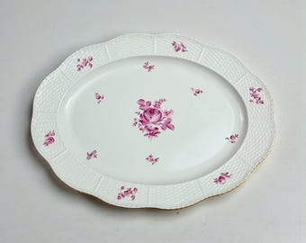 Herend Chinese Bouquet Raspberry (variation) 15" Platter, Hand-Painted Porcelain Serving Tray
