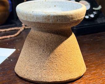 Feat of Clay Pottery Vase a Handmade Stoneware Bulb Forcing Vessel, Small Rustic 3.7”