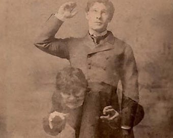 Victorian Double Exposure Photo – Dr. Jekyll & Mr. Hyde Actor Portrait (Restored Reprint)