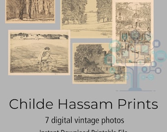 Childe Hassam Etchings – East Hampton Historic Homes Landscapes (Digital Download)