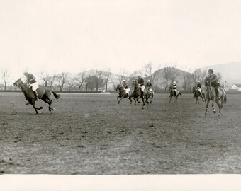 1920s Polo Match Photograph, Vintage Equestrian Sports Image, Black & White Horse-Riding Photo (Digital Download)