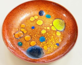1960s Japanese Enamel Copper Tray, Signed Fairmont Hotel