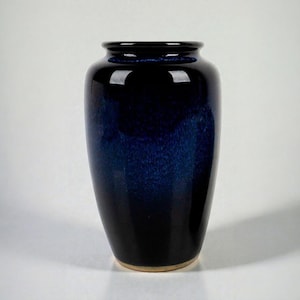 Studio Pottery cobalt blue 9.5" vase with mottled glaze
