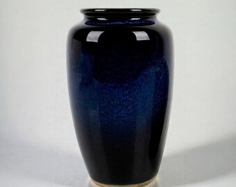 Studio Pottery cobalt blue 9.5" vase with mottled glaze