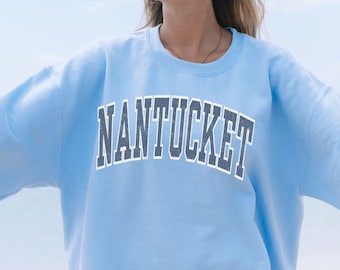 Nantucket Sweatshirt, preppy retro Nantucket MA gift, Nantucket Crewneck souvenir,  Beach family vacation bach wedding beach party shirt