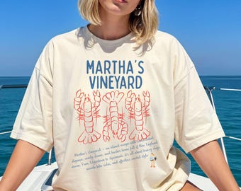 Schattig Martha's Vineyard kreeftshirt, Martha's Vineyard vakantiecadeau, Martha's Vineyard clam bake souvenir strandbedekking, zomerse strandtrip