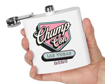 Chump Con Las Vegas 2026 Flask |Jeff Lewis Chump con 6 oz stainless steel slim flask |Chump con merch gift fan souvenir beach pool cocktails