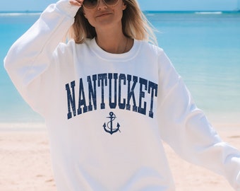 Sudadera vintage preppy de Nantucket, recuerdo de Nantucket, encubrimiento de playa de gran tamaño, camisa de vacaciones de Nantucket, regalos náuticos de la isla para ella