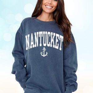 Nantucket Sweatshirt, Comfort Colors Nantucket crew neck, Island Sweater, Spring Break Crewneck, Beach Pullover, Preppy whale sweatshirt