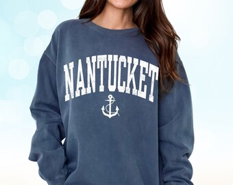 Nantucket Sweatshirt, Comfort Colors Nantucket crew neck, Island Sweater, Spring Break Crewneck, Beach Pullover, Preppy whale sweatshirt