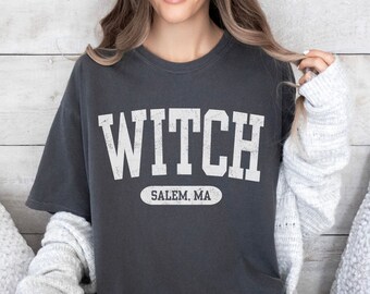Comfort Colors Witch Salem MA Halloween shirt, Witch Shirt, Gift For Halloween, Spooky season halloween retro plus size oversized fun vasity