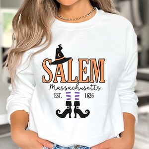 Salem Massachusetts witch Sweatshirt,  Cute Halloween Sweatshirt, Halloween Witch Women's Sweatshirt, Witchy spiritual Salem MA silly Shirt