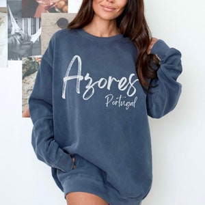 Azores  Portugal Anchor Crewneck Sweatshirt, comfort colors, Unisex Vintage retro Portuguese Gift, São Miguel, Pico Island, Faial Island